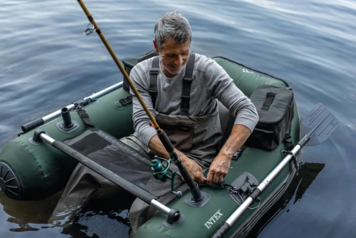 Човен надувний Intex 68381 «Big Catch ProTM» (38*119*165 см, гребний, одномісний, двокамерний, весла ↔137 см, надувне дно, до 140 кг) фото 16