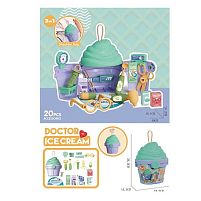 Набір лікаря 688-201 A 3 в 1, 20 предметів, стетоскоп, ножиці, термометр, аксесуари, в боксі