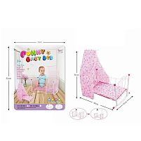 Ліжечко 7868-2 металевий каркас, гойдалка, балдахін, висота 56 см, у пакеті