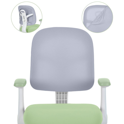 Крісло дитяче Bambi M 6250-5 (колеса: 6 шт, Ø5 см, гумове покриття, підлокітники, пластик/метал, спинка: тканина, сірий/зелений) фото 5