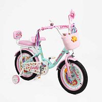 Велосипед дитячий двоколісний Corso ML-43369 «Emily» (колеса Ø16"/гума, рама: сталь, допоміжні колеса, гальмо ручне/ножне, кошик, 6 років)
