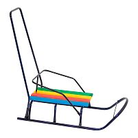 Санки дитячі X-Toys «Класік» (круглі полози, зі спинкою, з знімною батьківською ручкою-штовхачем, з мотузкою, сталеві, сині, до 60 кг.)