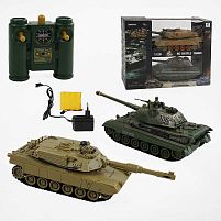 Танковий бій на радіокеруванні 99821 2 танки, акумулятори 4.8 V, пульти 2.4 GMHz, звуки, підсвічування, гумові гусені, рухлива башта, в коробці