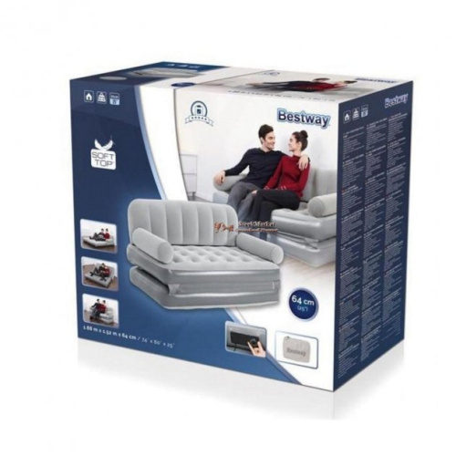 Надувний флокований диван-трансформер 3 в 1 Bestway 75079 (64*152*188 см, з електричним вбудованим насосом 220 V, навантаження до 300 кг.) фото 8