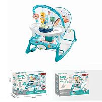 Шезлонг 69869 B 4в1, мелодії, вібрація, дуга з підвісками, ноти, знімне піаніно, пискавки, на батарейках, регулювання положення, в коробці