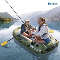 Човен надувний Intex 66332 (41*114*236 см, двомісний, 2 весла, ручка, ручний насос, надувне дно, навантаження: до 240 кг)