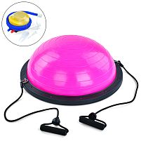 Балансировочна спортивна півсфера (платформа) для фітнесу Profi MS 2609-1 Pink (Ø60 см, ПВХ, еспандер, насос, рожевий)