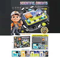 Електронний конструктор 77-53 K 33 елементів, підсвічування, мелодія, 2 види перемикачів, 4 картки із прикладами, основа для збірки, в коробці