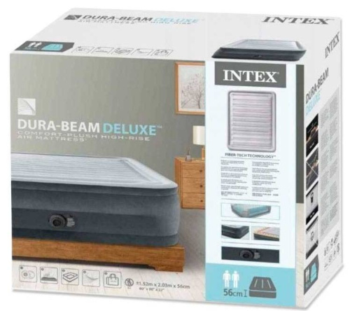Надувне ліжко Intex 64418 (56*152*203 см, двоспальне, вбудований електронасос 220V, до 272 кг) фото 7
