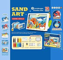 Малюй піском QS 071 A 12 кольорів піску, 6 картинок, 3-D картинка, таця, підсвічування, картонна рамочка, щітка, в коробці