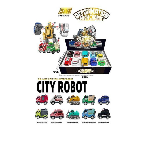 Трансформер A 6005-01 / 05 ЦІНА ЗА 10 ШТУК В БЛОЦІ, металопластиковий корпус, інерція, гумові шини, в коробці