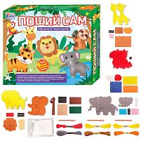 Поший сам 89447 "4FUN Game Club", “Тварини джунглів”, 6 фігурок, шаблони з фетру, нитки, пластикові голки, наповнювач, в коробці