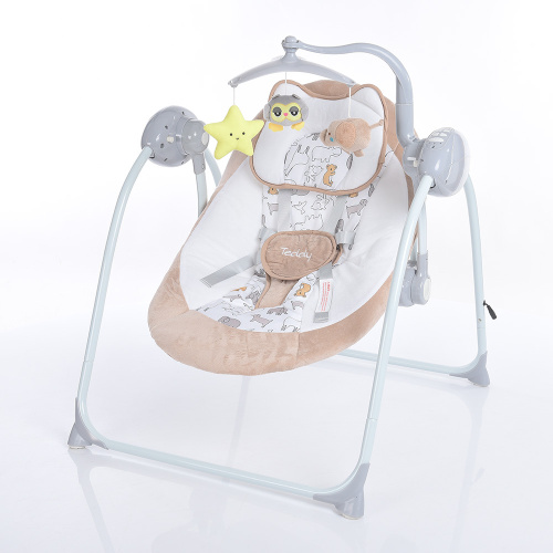 Крісло-гойдалка для немовлят з електро-заколисуванням El Camino ME 1075 TEDDY Beige Animals (механізм гойдання: маятник)