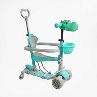 Самокат 5в1 P-67303 Best Scooter, з ДОП. КОЛЕСАМИ, захисний бампер, PU колеса зі світлом, в коробці