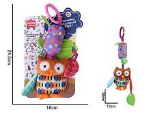 Брязкальце 688 M104 "Сова", текстильне, мелодія вітру, прорізувач, кріплення для підвішування, в пакеті