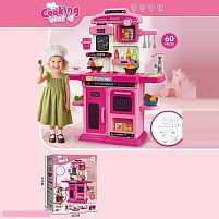 Кухня 1234-23 G 60 елементів, розмір: 53х21х68 см, підсвічування, звуки, парогенерація, помпова подача води, продукти, посуд, кухонне приладдя, в