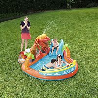 Дитячий надувний ігровий центр BestWay 53069 «Вулкан» (Водна гірка з басейном, фонтаном та м'ячиками, 104*265*265 см.)