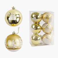 Новорічні прикраси C 67680 6 штук, кульки, D = 7,5 см, у слюді
