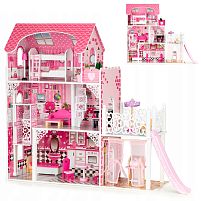 Будиночок для ляльок Bambi MD 0159 (41*80*121 см, дерево, 3 поверхи, кімнати, балкон, гірка, меблі)