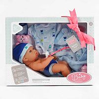 Пупс 9571 п’є з пляшечки, аксесуари, довжина 31 см, в коробці