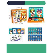 Дерев'яна магнітна дошка С 74456 “Тварини”, картки із завданнями, дошка пиши-стирай, в коробці