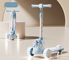 Самокат-беговел триколісний Skyper LF-9603/48 (колеса: передні Ø4,92"/заднє Ø3,15"/PU, рама: пластик/складна, підсвітка, музика, до 40 кг)