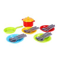Набір посуду "Маринка 10" 1646 "Technok Toys", каструля, сковорідка, кришка, 4 тарілки, 4 комплекти столових приладів, в пакеті