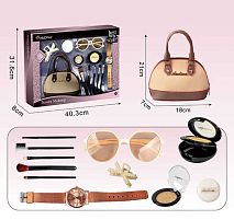 Набір аксесуарів 656-7 сумочка, імітація косметики, функціональний годинник, окуляри, пензлики, крабик, в коробці