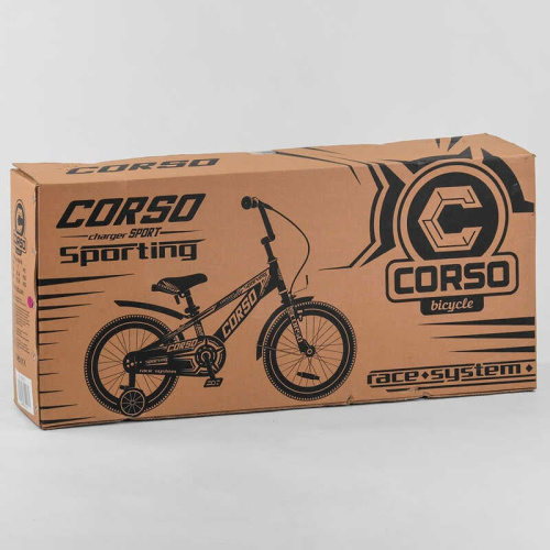 Велосипед 16 "дюймів 2-х колісний" CORSO "R-16119 (1) ручне гальмо, дзвіночок, доп. колеса, ЗІБРАНИЙ НА 75% в коробці фото 2