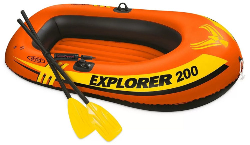 Човен надувний Intex 58331 «Explorer 200 Set» (41*94*185 см, гребний, півторамісний, двокамерний, весла ↔120 см, надувне дно, до 95 кг) фото 2