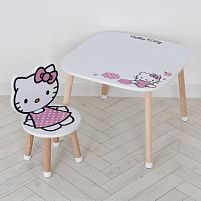 Дитячий столик Bambi M 502-7 «Hello Kitty» (зі стільчиком, ДСП, силіконовий захист ніжок)