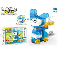 Конструктор JS 613 B1 “Песик”, 34 елементи, голова обертається, їздить, основа на коліщатках, рухомий хвостик, в коробці