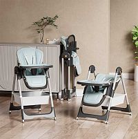 Стільчик для годування Toti S-94066 мягкий чохол PU, 4 колеса, з’ємний столик, корзинка, в коробці