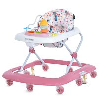 Ходунки дитячі El Camino ME 1217 Pink (колеса: 8 шт, стопори: музика, світло, кермо, рухомі детал, білий/рожевий)