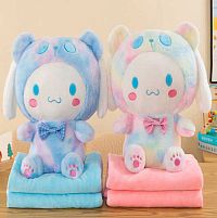 М`яка іграшка M 18275 2 види, герой, висота 43см, сидяча, бантик, плед: 175х105 см