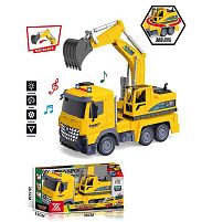 Спецтехніка 688-6 B “Екскаватор”, довжина 27 см, підсвічування, звукові ефекти, інерція, гумові колеса, платформа обертається на 360°, механічне
