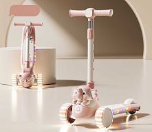 Самокат-беговел триколісний Skyper LF-3254/45 (колеса: передні Ø4,92"/заднє Ø3,15"/PU, рама: пластик/складна, підсвітка, музика, до 40 кг)