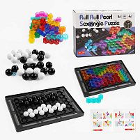 Логічна гра 929-35 3в1, двостороннє поле, 16 кольорових елементів, 14 кульок, інструкція із завданнями, в коробці