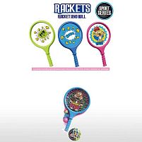 Набір ракеток 9903 A 2 ракетки, пластиковий каркас, волан, м’яч, в сітці, ВИДАЄТЬСЯ МІКС ВИДІВ