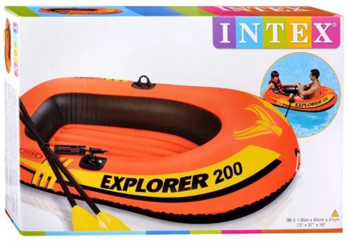 Човен надувний Intex 58331 «Explorer 200 Set» (94*185 см, гребний, півторамісний, двокамерний, надувне дно, до 95 кг.) фото 8