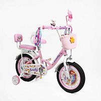 Велосипед дитячий двоколісний Corso ML-15569 «Emily» (колеса Ø12"/гума, рама: сталь, допоміжні колеса, гальмо ручне/ножне, кошик, 3 роки)
