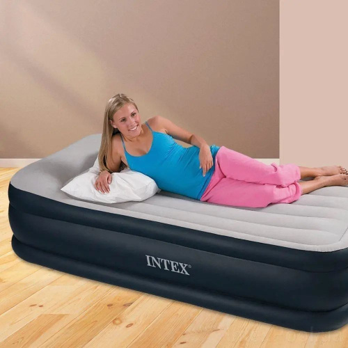 Надувне ліжко Intex 64132 (односпальне, 42*99*198 см., вбудований електронасос 220V) фото 3