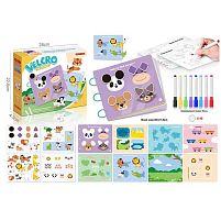 Логічна книжка 333-4 багаторазова розмальовка, 8 маркерів, гра з липучками, в коробці