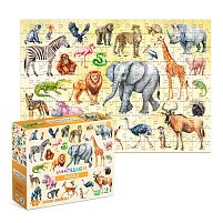Монтессорі пазл "Тварини Сафарі" 300637 "DoDo", 200 елементів, розмір зібраного пазла: 47х33 см, в коробці