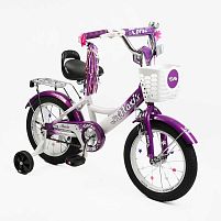 Велосипед дитячий двоколісний Corso MX-34903 «Maxis» (колеса Ø14"/гума, рама: сталь, допоміжні колеса, гальмо ручне, кошик, від 4 років)