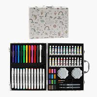 Набір для малювання C 65296 маркери, фарби, воскові олівці, пастелі, пензлики, олівці, стиранка, точилка, у валізі