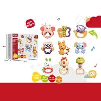 Набір брязкалець 368-83 звірятка, 9 елементів, намистини, гумові прорізувачі, рухомі елементи, в коробці