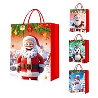 Пакет новорічний паперовий M "Santa&Co 3D" 26*32*12см Stenson R96901-M