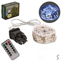 Гірлянда світлодіодна біла "Роса" білий дріт на пульті 50м 500led Stenson R33987-3