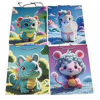 Пакет подарунковий паперовий L "Fairytale animals 3D" 40*30*12см Stenson R34524-L